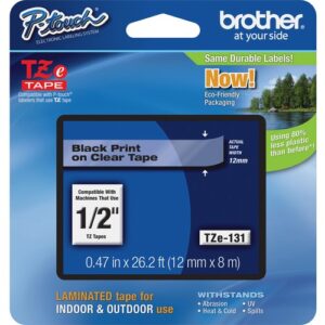 Brother - TZE-131 LAMINATED TAPE 12MM 8M BLACK ON CLEAR