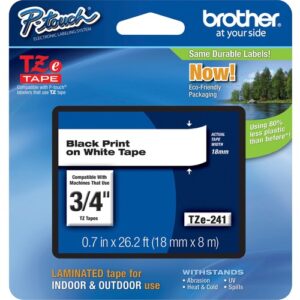 Brother - TZE-241 LAMINATED TAPE 18MM 8M BLACK ON WHITE