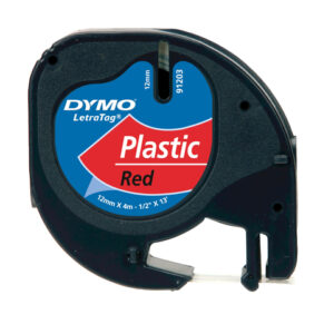 DYMO - PLASTIC TAPE 12MMX4M BLACK/ROJO