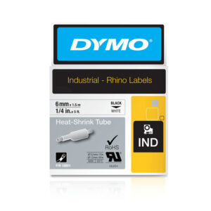 DYMO - RHINO HEAT SHRINK TUBE 6X 1.5 BLACK ON WHITE