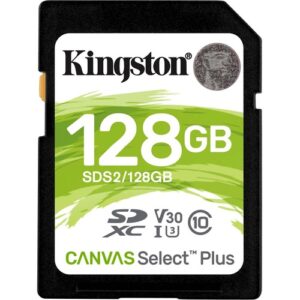 Kingston - 128GB SDXC CANVAS SELECT PLUS 100R C10 UHS-I U3 V30
