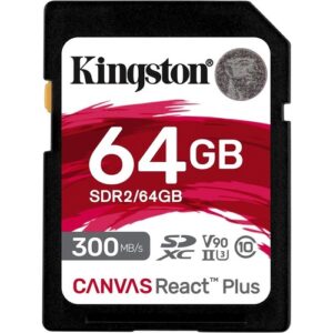 Kingston - 64GB SDXC REACT PLUS UHS-II 300R/260W U3 V90 FULL HD/4K/8K