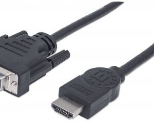 Manhattan - HDMI TO DVI-D CABLE 2M- MALE/MALE 24/1 BLACK POLYBAG
