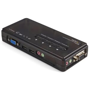 Startech - 4 PORT BLACK USB KVM SWITCH KIT WITH CABLES AND AUDIO
