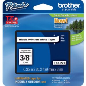 Brother - TZE-221 LAMINATED TAPE 9MM 8M BLACK ON WHITE
