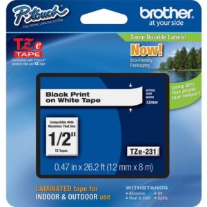 Brother - TZE-231 LAMINATED TAPE 12MM 8M BLACK ON WHITE