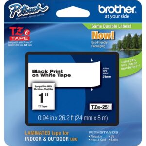 Brother - TZE-251 LAMINATED TAPE 24MM 8M BLACK ON WHITE