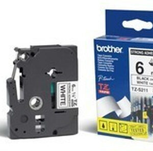 Brother - TZE-S211 LAMINATED TAPE 6MM 8M BLACK ON WHITE EXTRA-STRONG