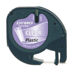 DYMO - PLASTIC TAPE 12MMX4M BLACK/TRANSPARANT