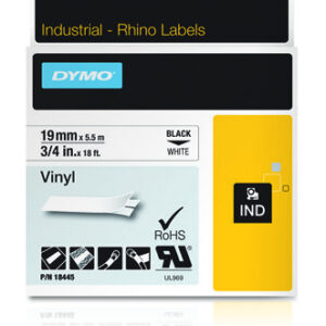 DYMO - RHINOPRO VINYL LABELS 19MM X 5.5M BLACK ON WHITE
