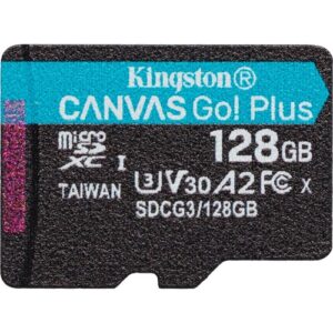 Kingston - 128GB MSDXC CANVAS GO PLUS 170R A2 U3 V30 SINGLE PACK W/O ADPTR