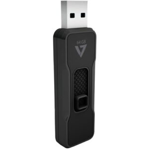 V7 - 64GB FLASH DRIVE USB 2.0 BLACKRETRACTABLE CONNECTOR